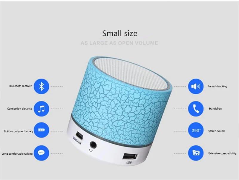 Ollivan A9 LED Bluetooth Speaker Mini Speakers Hands Free Portable Wireless Speaker With TF Card Mic USB Audio Music Player (9)
