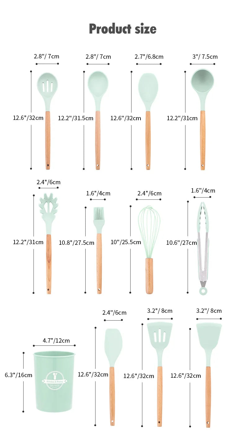 Set di utensili da cucina in silicone per la cucina accessori standard per strumenti da cucina antiaderenti