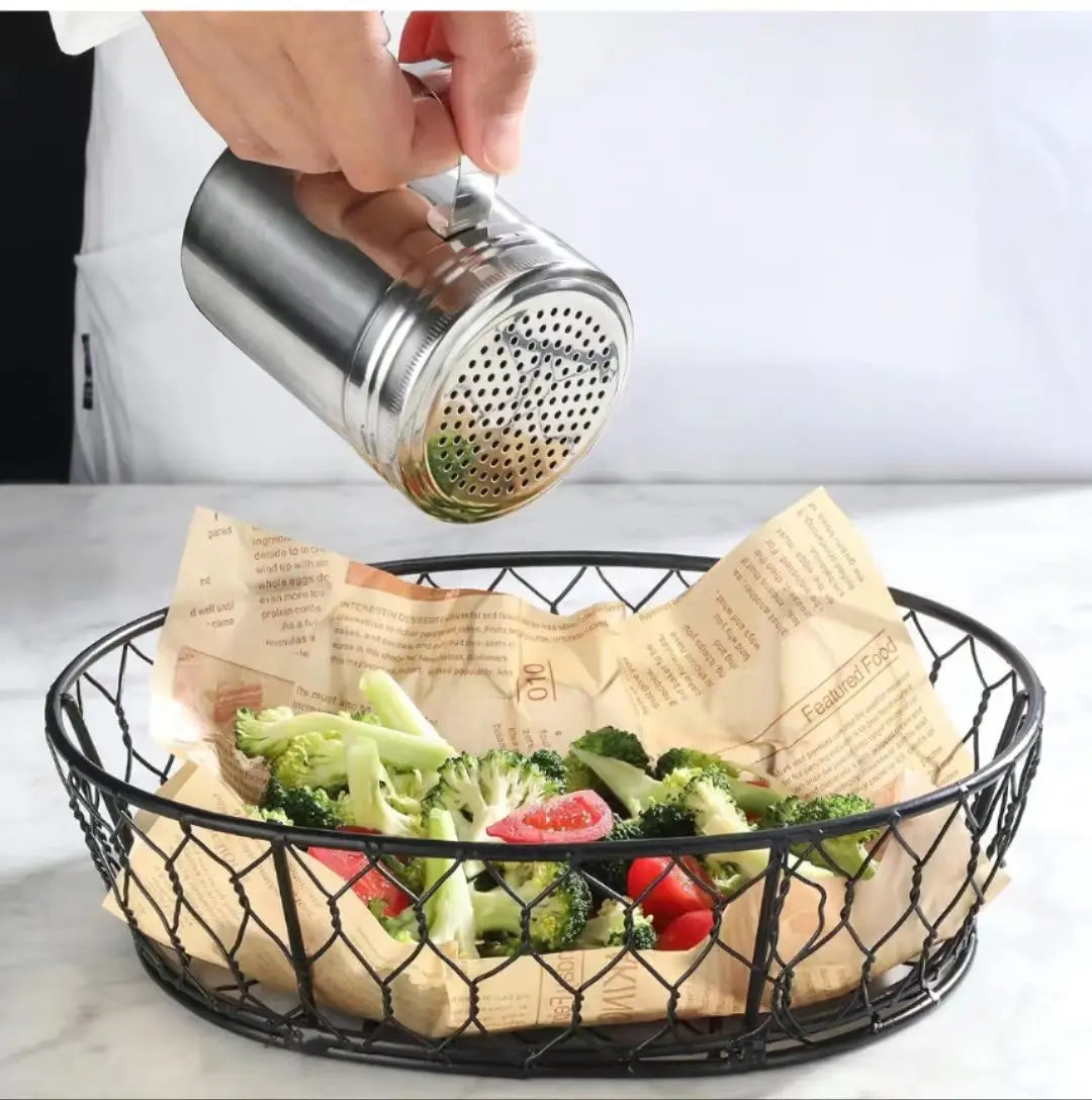 Dispenser per polvere di acciaio inossidabile 304 127 fori manico curvo condimento per barbecue accessori da cucina