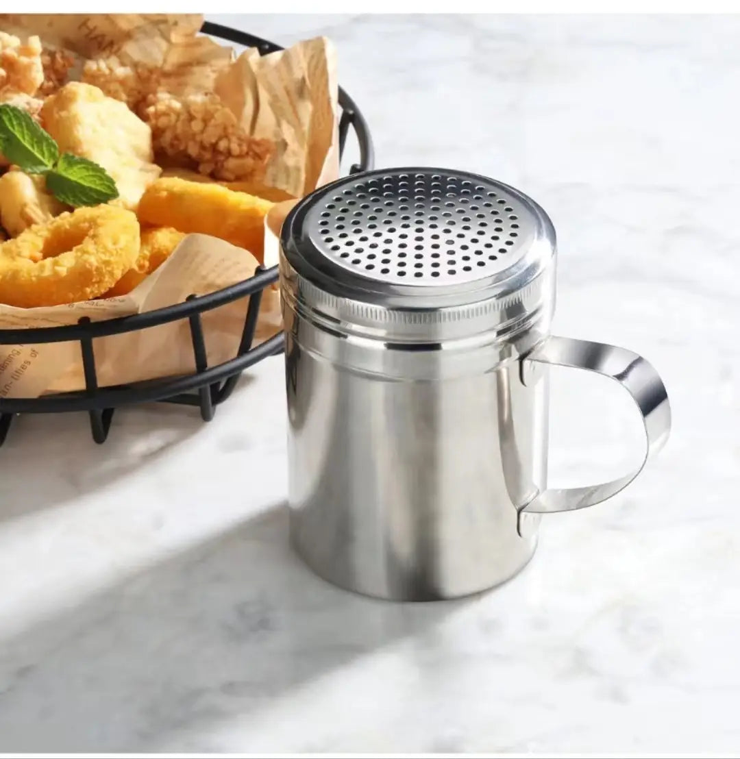 Dispenser per polvere di acciaio inossidabile 304 127 fori manico curvo condimento per barbecue accessori da cucina