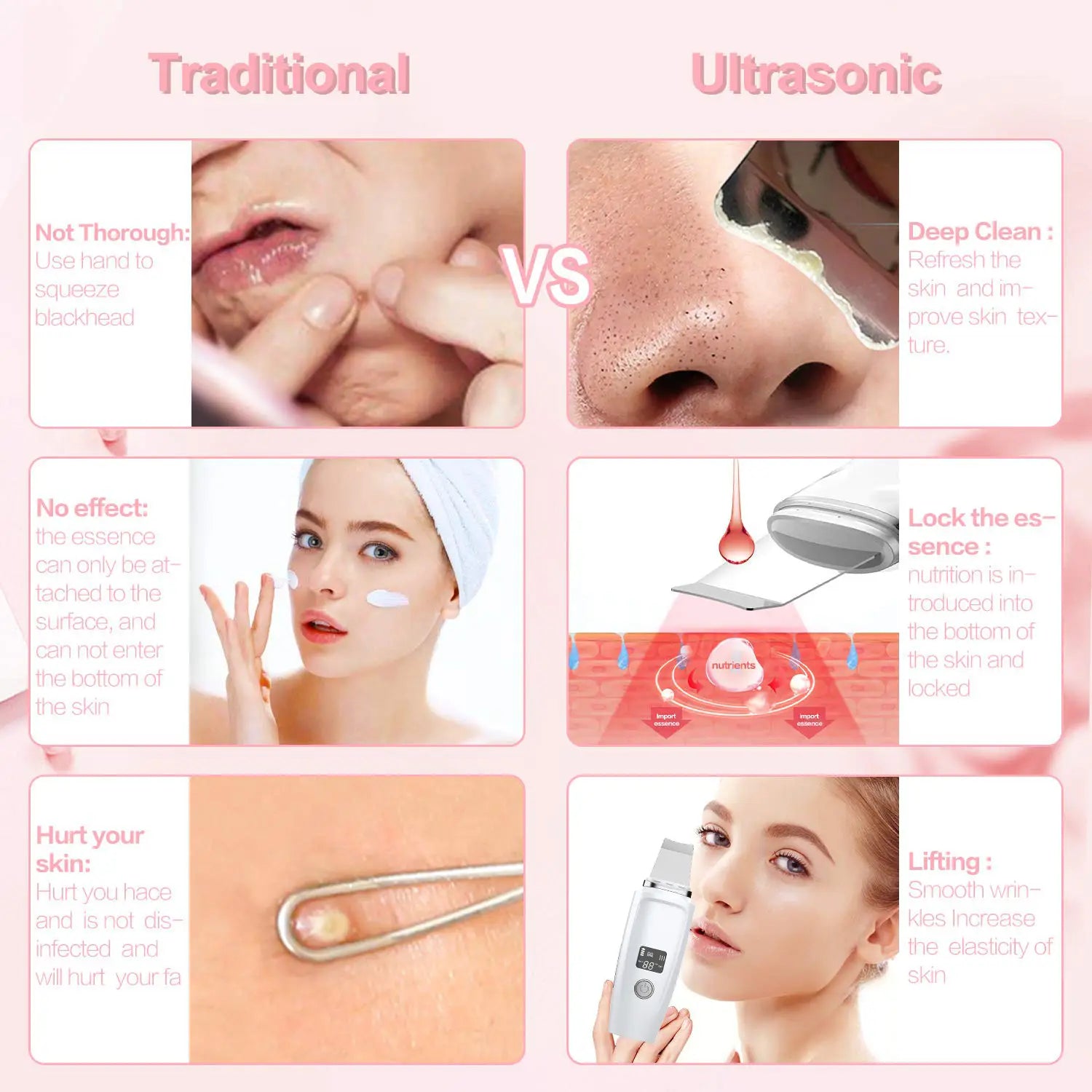 Schermo LCD Pulisce i pori Rimuove Punti Neri e Brufoli Spray Spray e Sporco Macchina per la Peeling Faccia