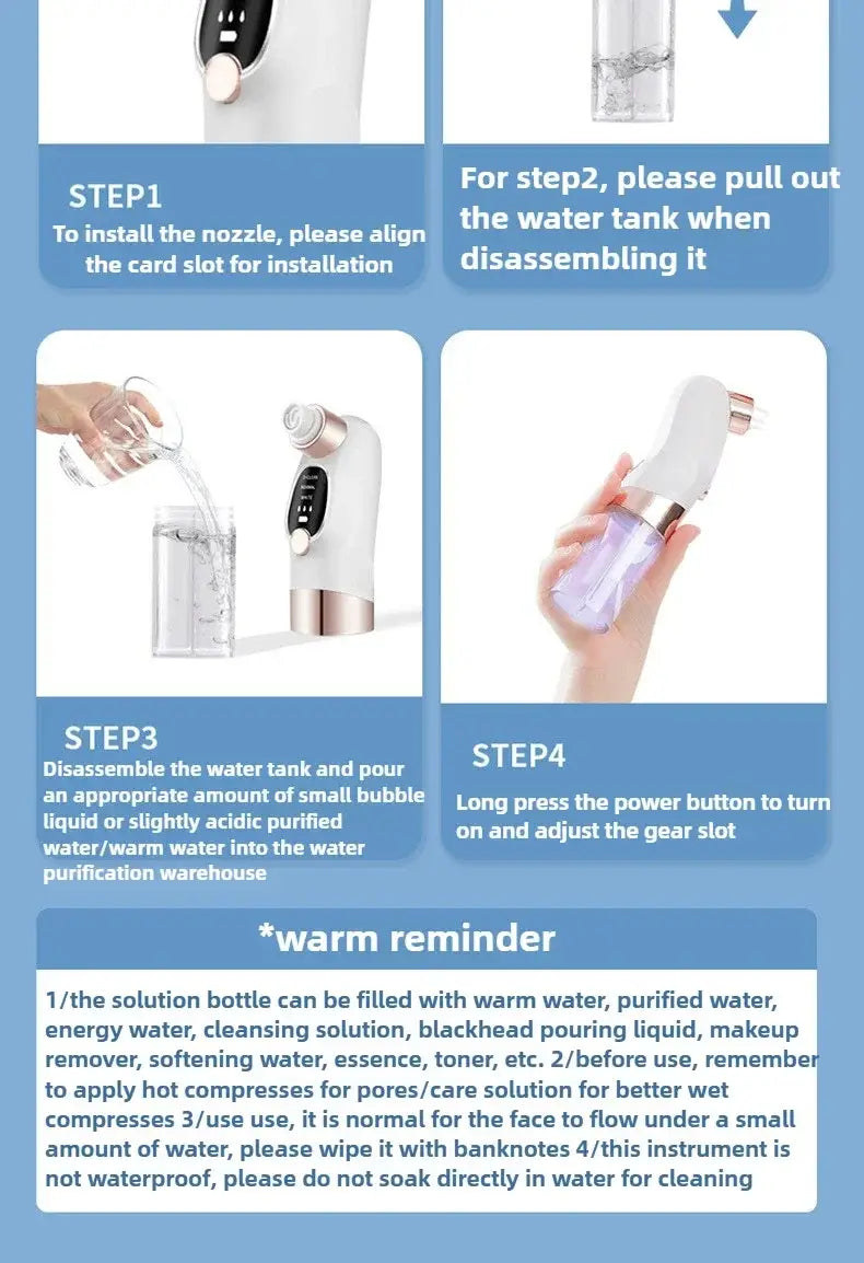 Rimuove punti neri Aspirapolvere per pori Elettrico Brufoli Acne Rimozione Punti Neri Rimozione Acqua ricaricabile USB