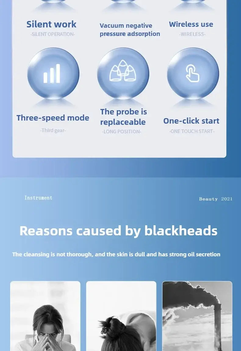 Rimuove punti neri Aspirapolvere per pori Elettrico Brufoli Acne Rimozione Punti Neri Rimozione Acqua ricaricabile USB