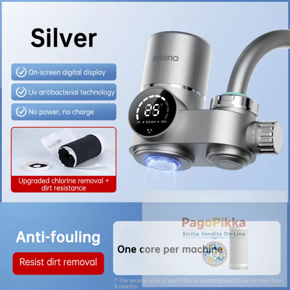 Acqua con display digitale intelligente rubinetto purificatore doccia rubinetto filtro per cucina - Silver Anti-fouling