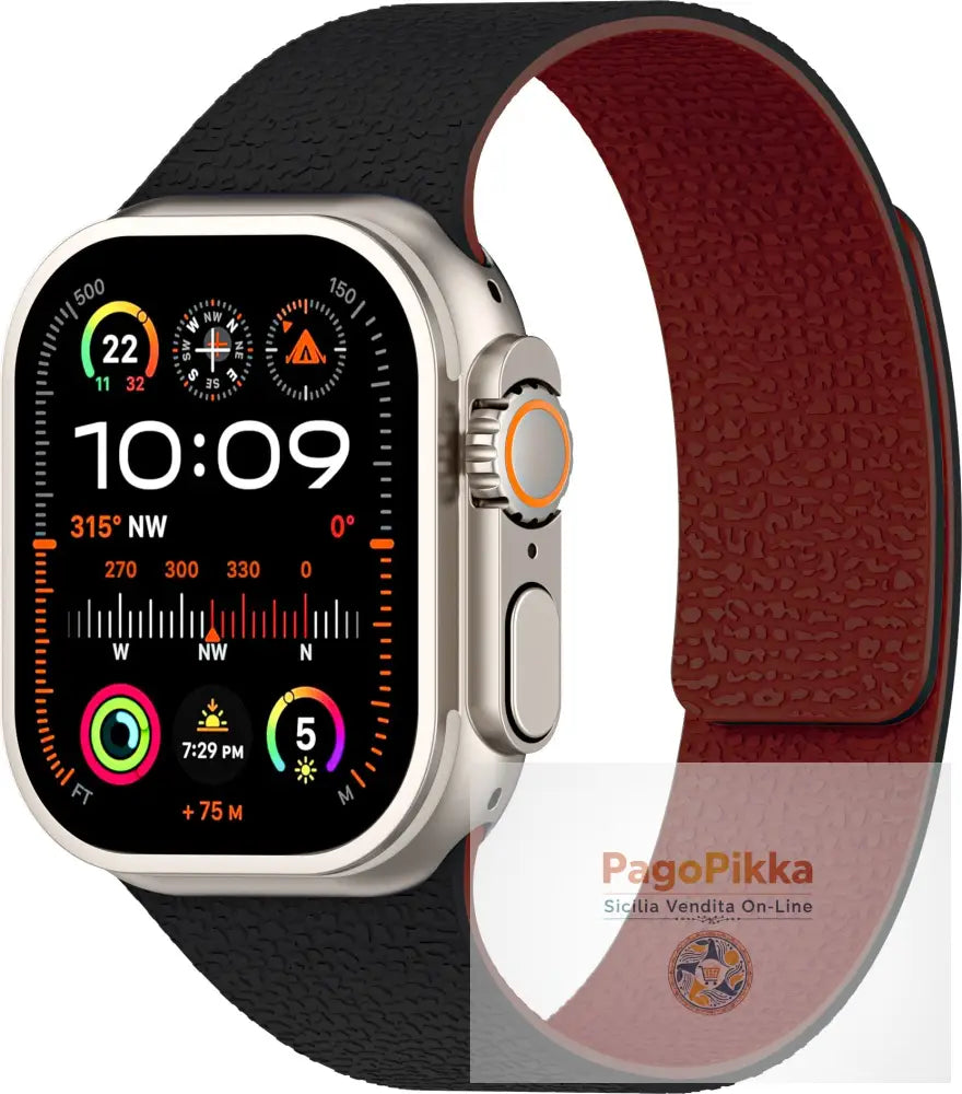 Apple iWatch Huawei Watch 5 Samsung GT5 Silicone Watch Band with Soft Magnetic Adsorption and Lychee Pattern - Black