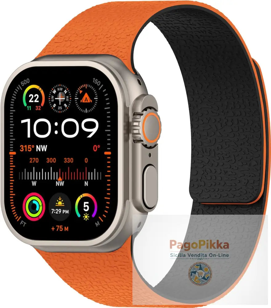 Apple iWatch Huawei Watch 5 Samsung GT5 Silicone Watch Band with Soft Magnetic Adsorption and Lychee Pattern - Orange