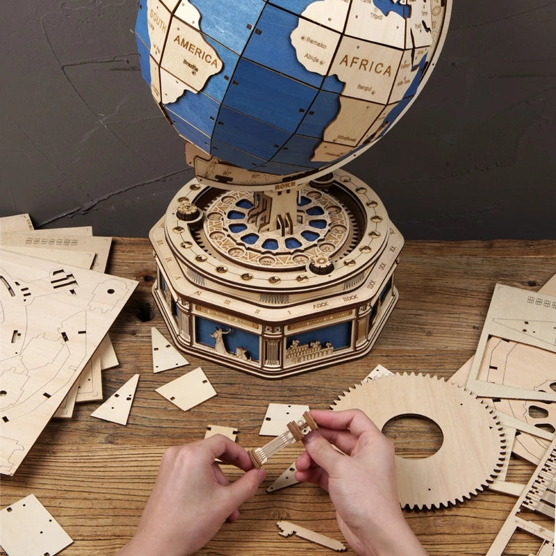 Robotime Globo Terrestre 3D 567 Pezzi - Puzzle Legno Mappa Oceani 2000g Regalo Natale