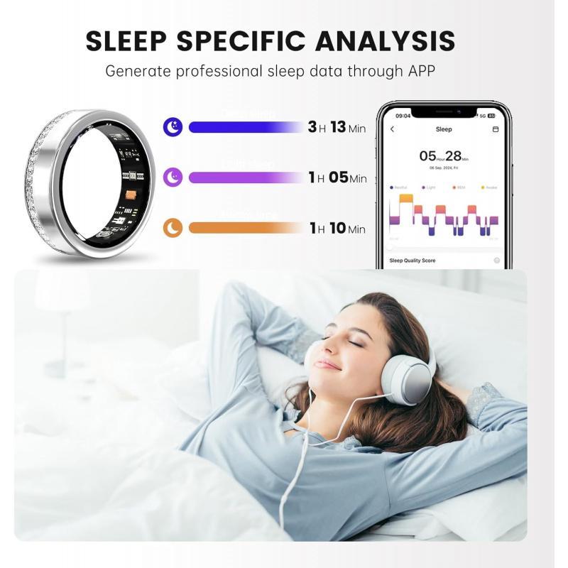 Anello Intelligente 2025 per Donna Lusso Elegante con Diamante e Nucleo Tech Visibile Monitoraggio Battito Cardiaco Sonno Fitness Salute IP68 Impermeabile