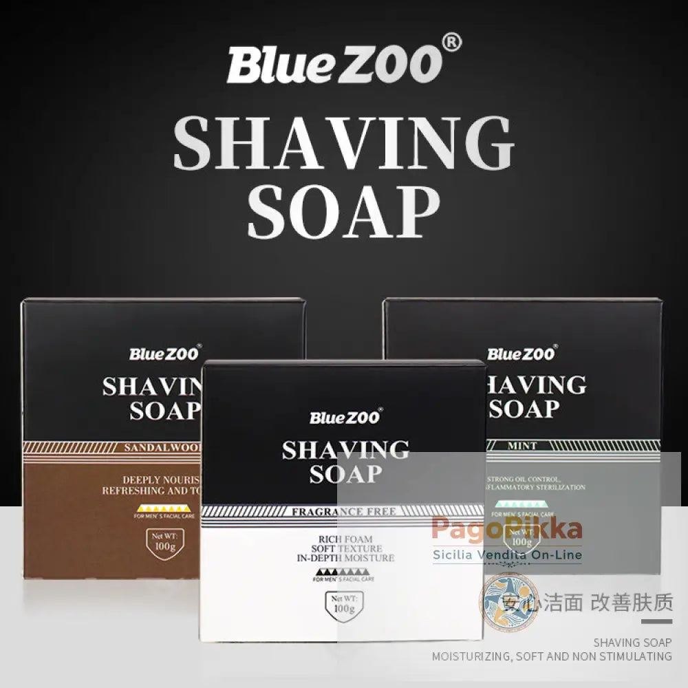 BlueZOO Barba viso da uomo Rasatura Sapone schiumoso Menta profumata al sandalo