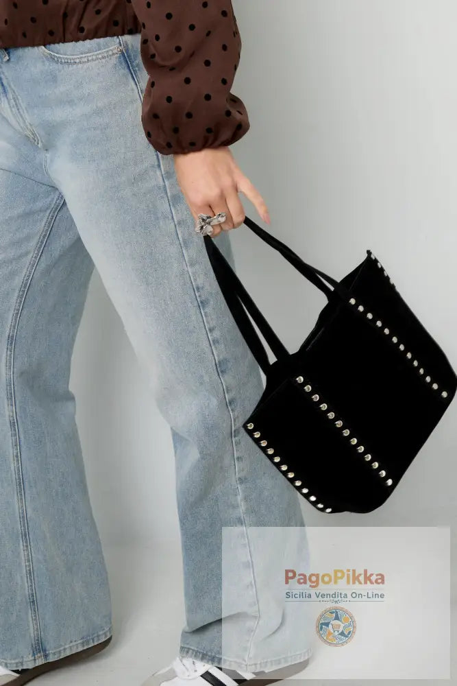 Borse tote con rivetti, casual, in PU, accessori quotidiani