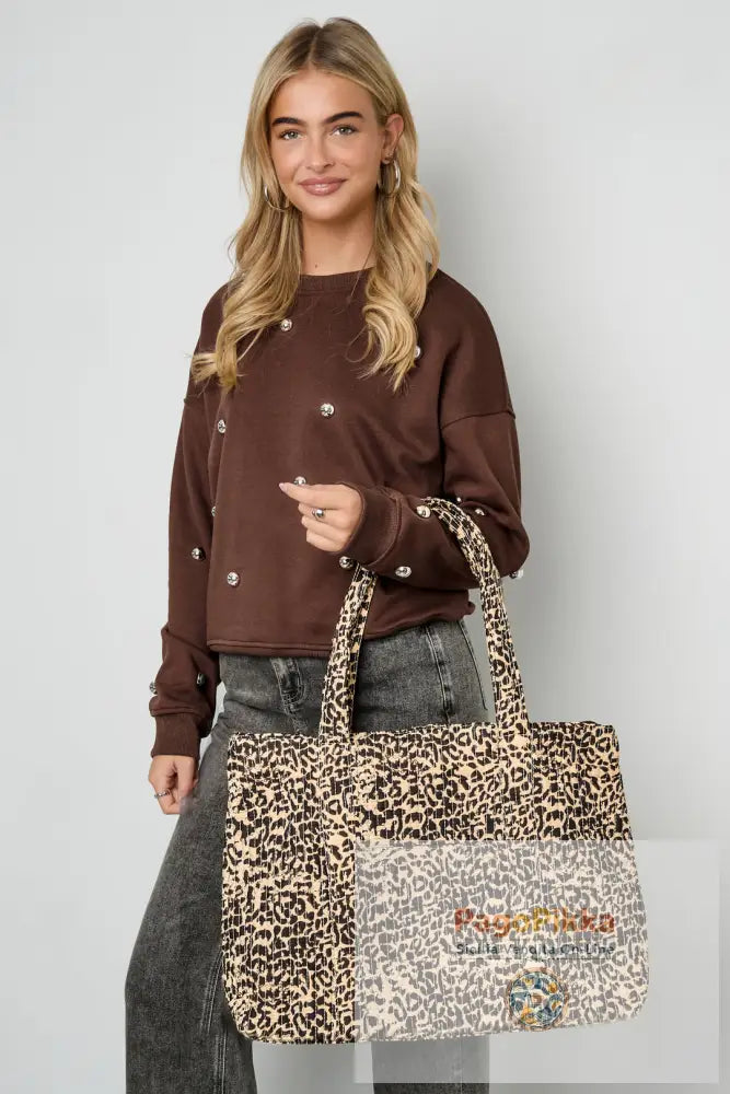 Borse tote con stampa leopardata, in poliestere, per tutti i giorni, accessori per tutti i giorni