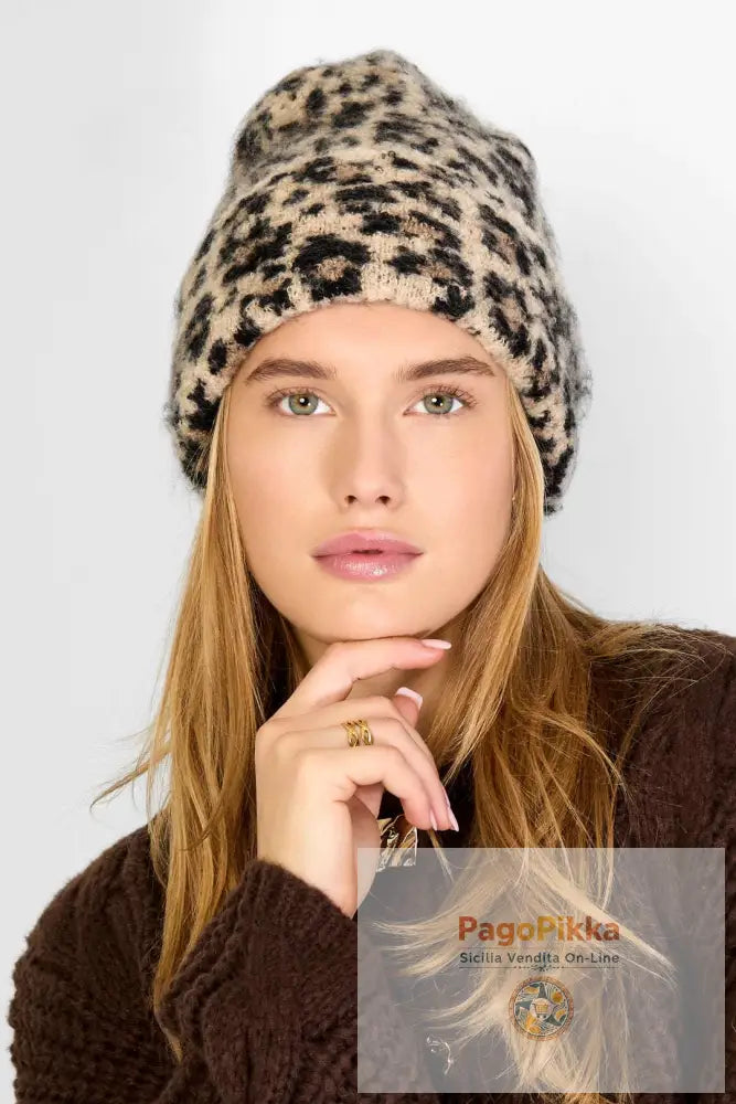 Cappelli con stampa leopardata, casual, in poliestere, accessori quotidiani