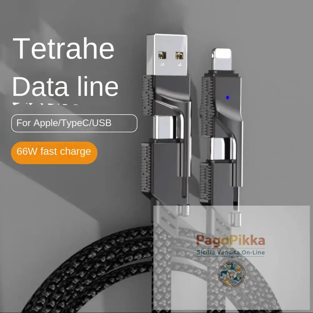 Cavo 4 in 1 di fabbrica doppio USB-C a Lightning ricarica rapida PD 2 in 1 da 100 W doppio USB da Type-C a Lightning