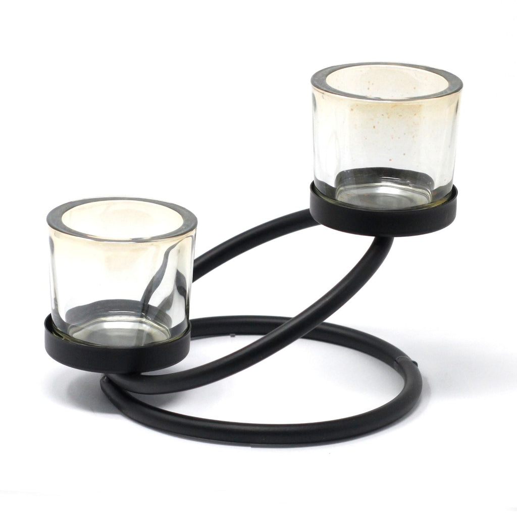 Centrepiece Iron Votive Candle Holder - 2 Cup Double Step - Centerpiece Iron Votive Candle Holders