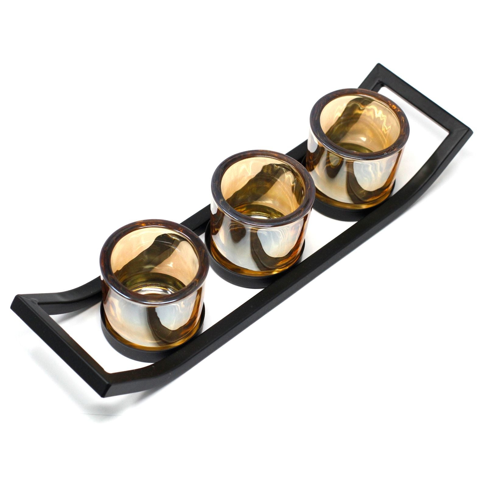Centrepiece Iron Votive Candle Holder - 3 Cup Ledge - Centerpiece Iron Votive Candle Holders