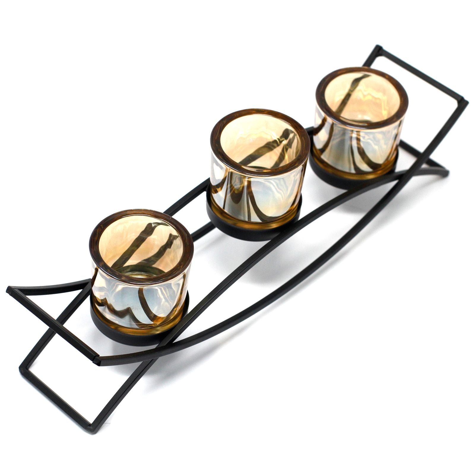 Centrepiece Iron Votive Candle Holder - 3 Cup Silluethe - Centerpiece Iron Votive Candle Holders