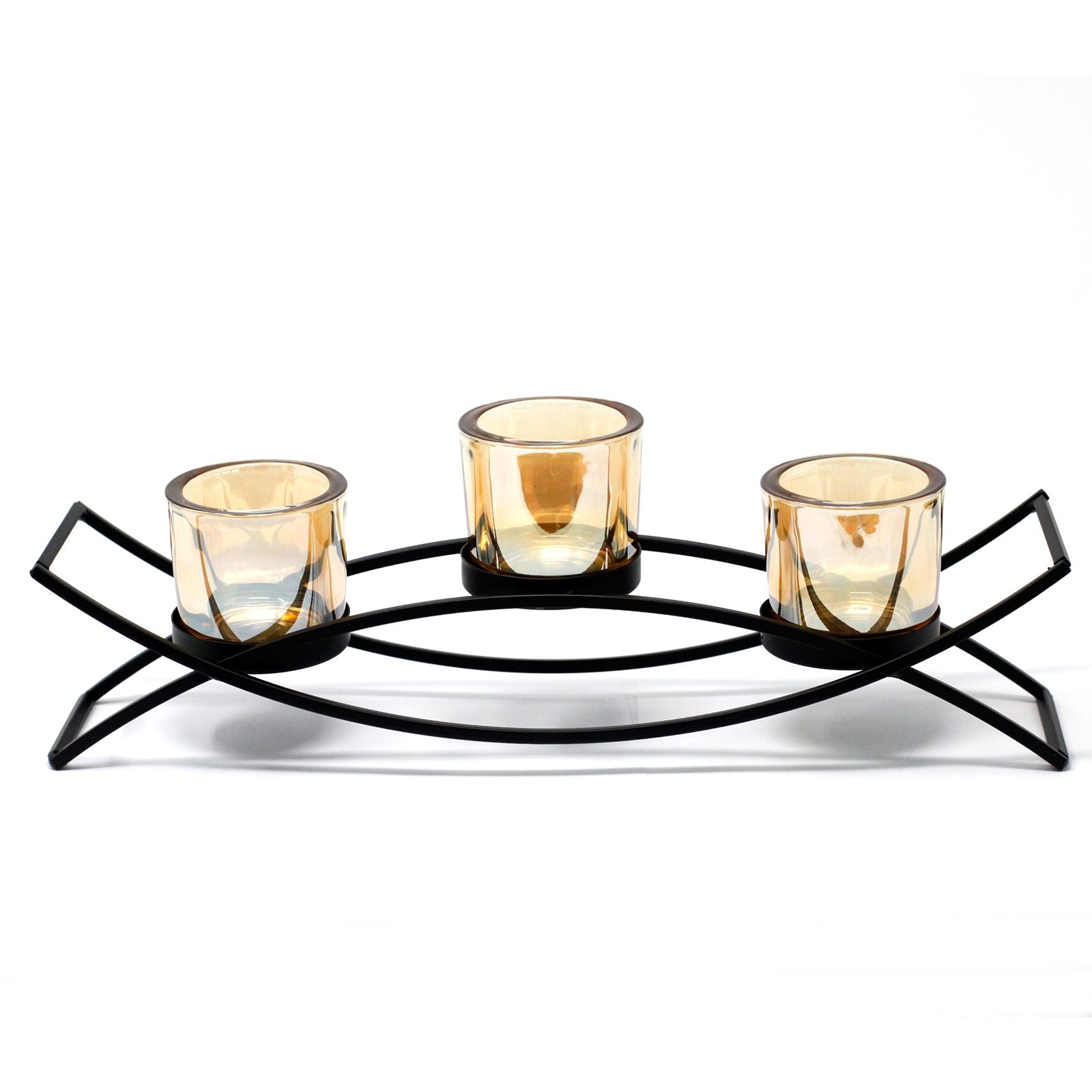 Centrepiece Iron Votive Candle Holder - 3 Cup Silluethe - Centerpiece Iron Votive Candle Holders