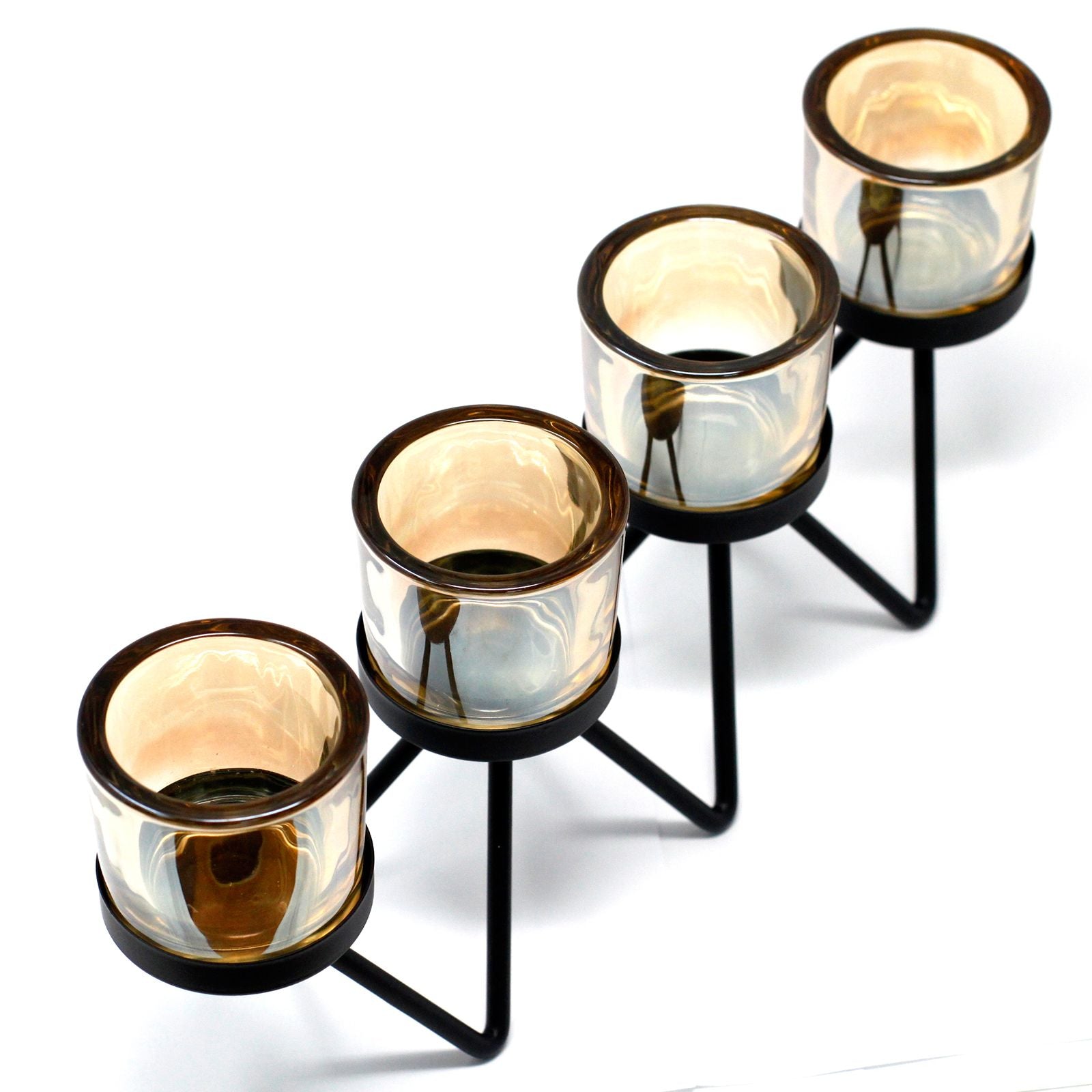 Centrepiece Iron Votive Candle Holder - 4 Cup Zig Zag - Centerpiece Iron Votive Candle Holders