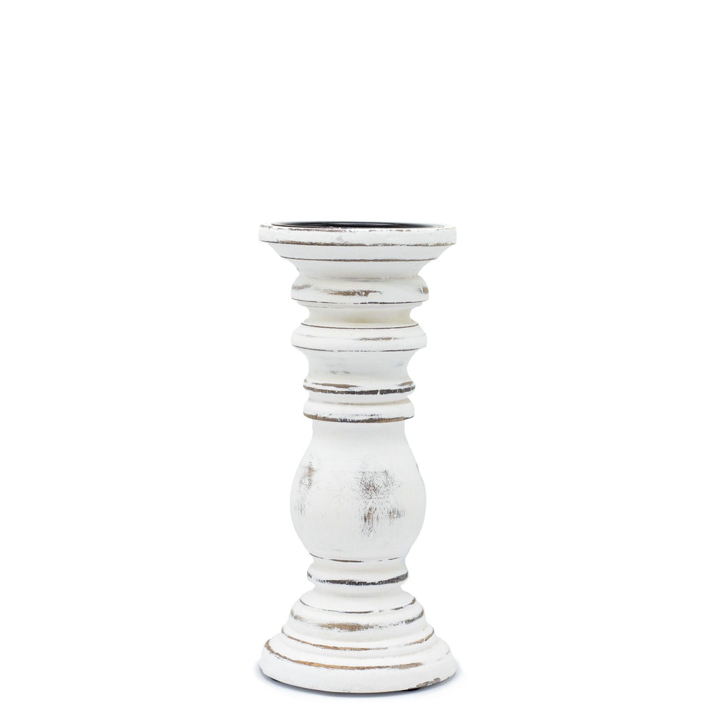 Classic Candle Stand - Whitewash - 23x10cm - Small - Wooden Candle Holders