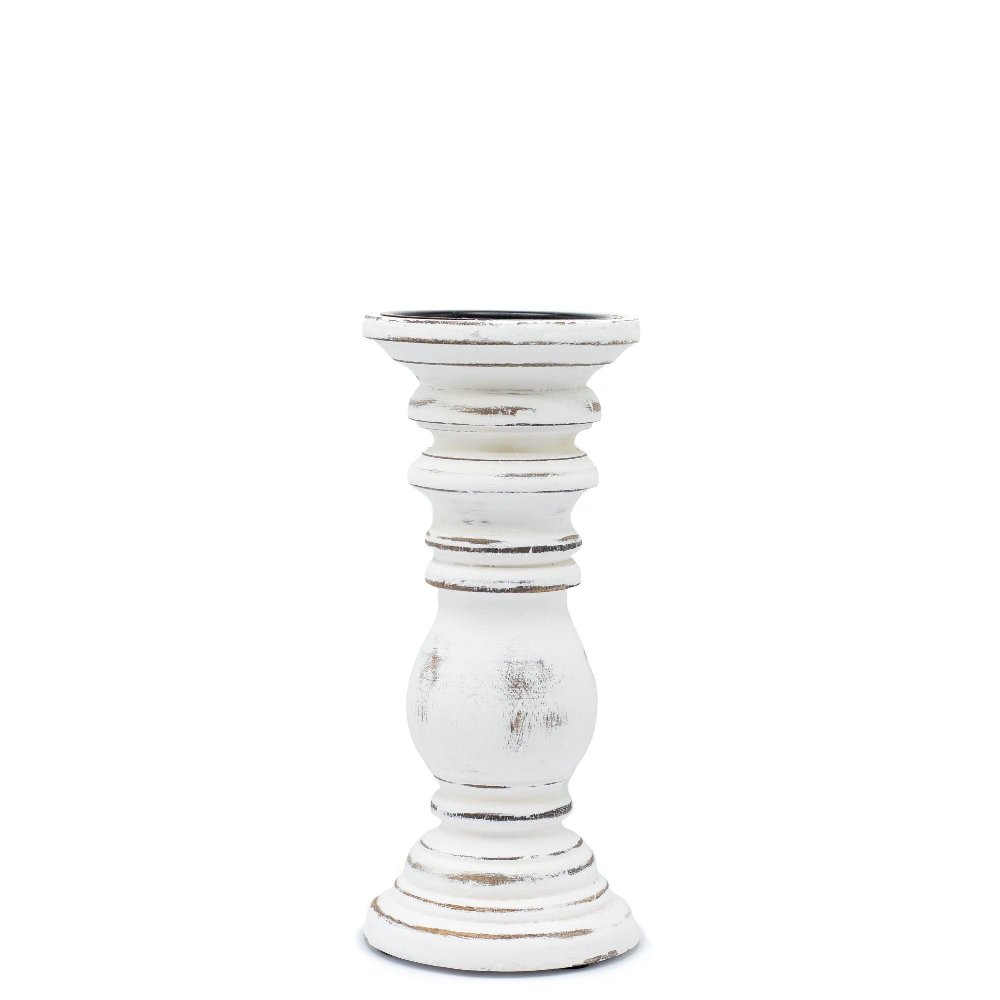 Classic Candle Stand - Whitewash - 23x10cm - Small - Wooden Candle Holders