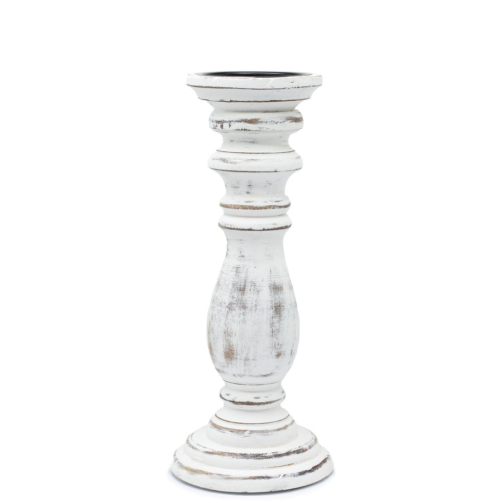 Classic Candle Stand - Whitewash - 30x10cm - Medium - Wooden Candle Holders