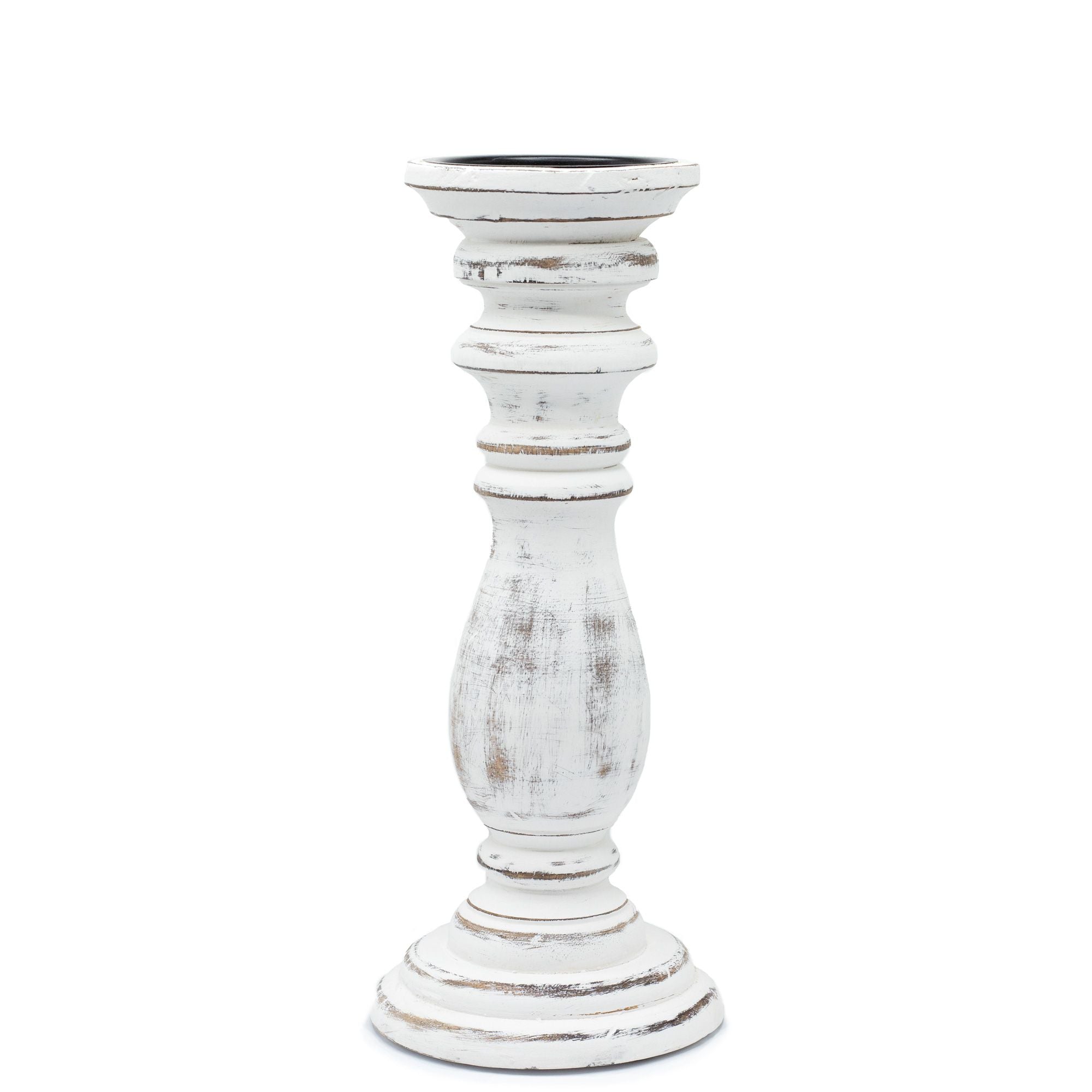 Classic Candle Stand - Whitewash - 30x10cm - Medium - Wooden Candle Holders