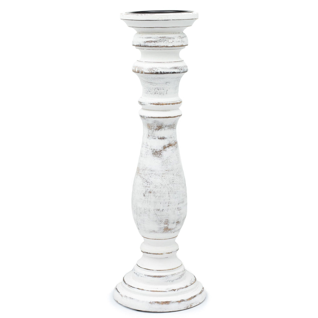 Classic Candle Stand - Whitewash - 37x10cm - Large - Wooden Candle Holders