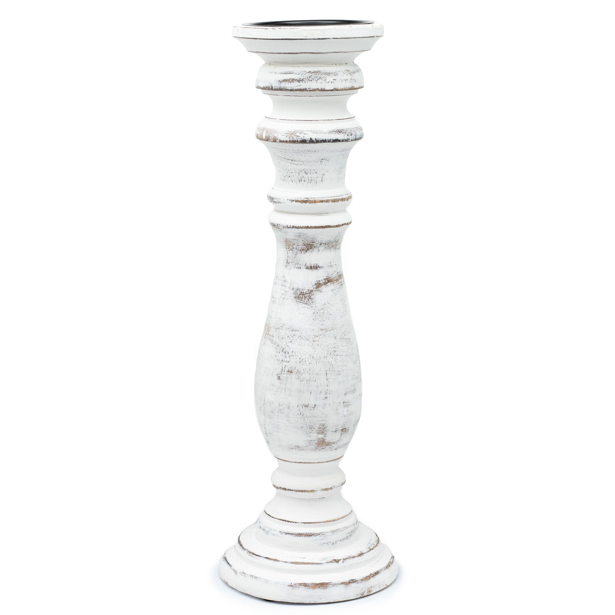 Classic Candle Stand - Whitewash - 37x10cm - Large - Wooden Candle Holders