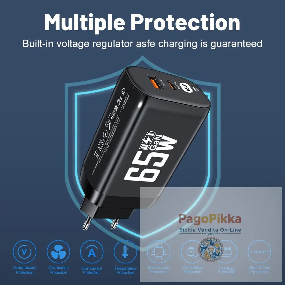 Computer laptop adapter GaN GaN PD65W fast charging head QC3.0 charger