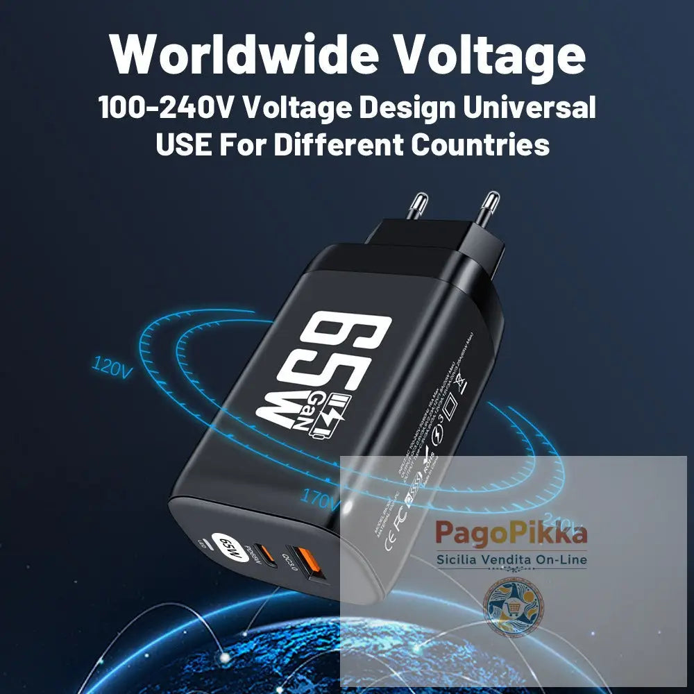 Computer laptop adapter GaN GaN PD65W fast charging head QC3.0 charger