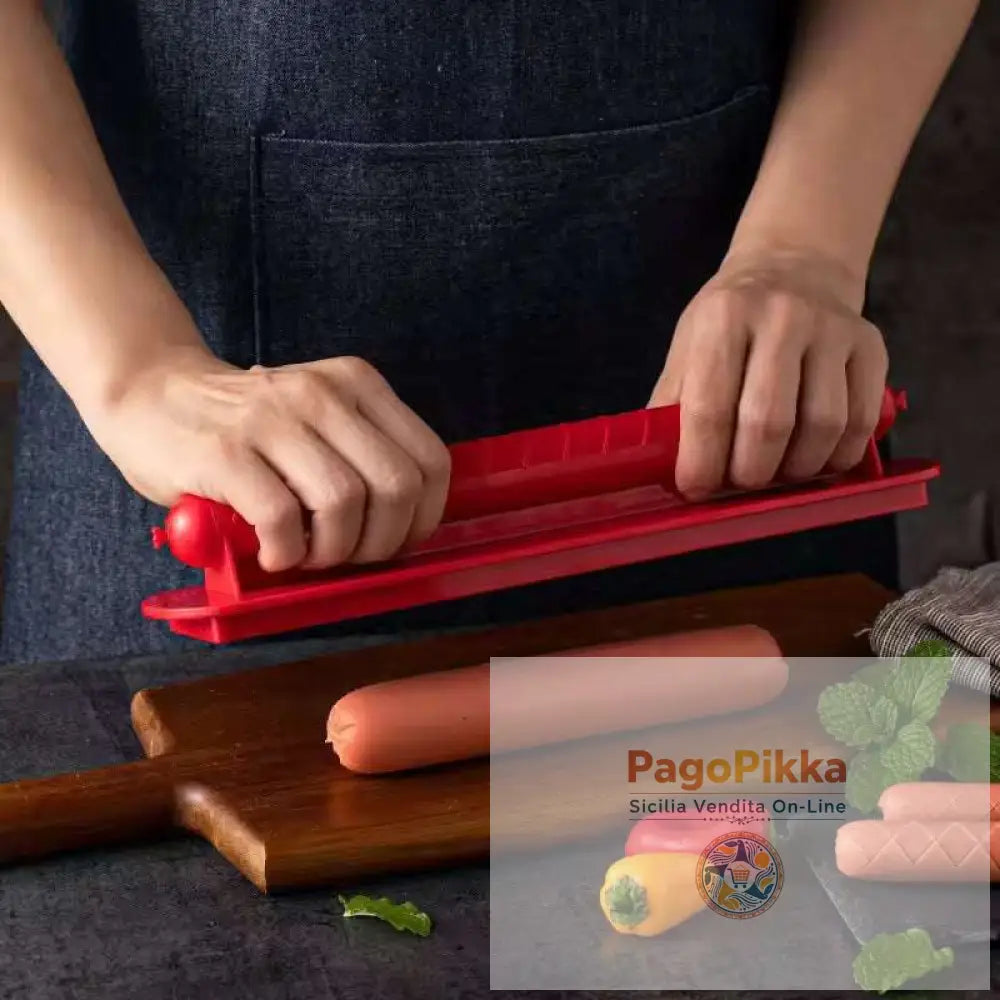 Cross - Groove Sausage & Hot Dog Slicer: Mesh di precisione accessorio ideale per la cucina. - red