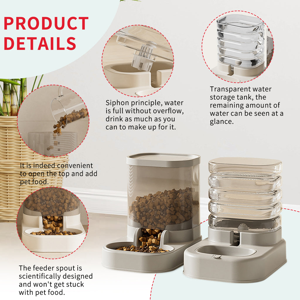 Dispenser Cibo e Acqua per Animali Separabile - Distributore Automatico Grande Capacità