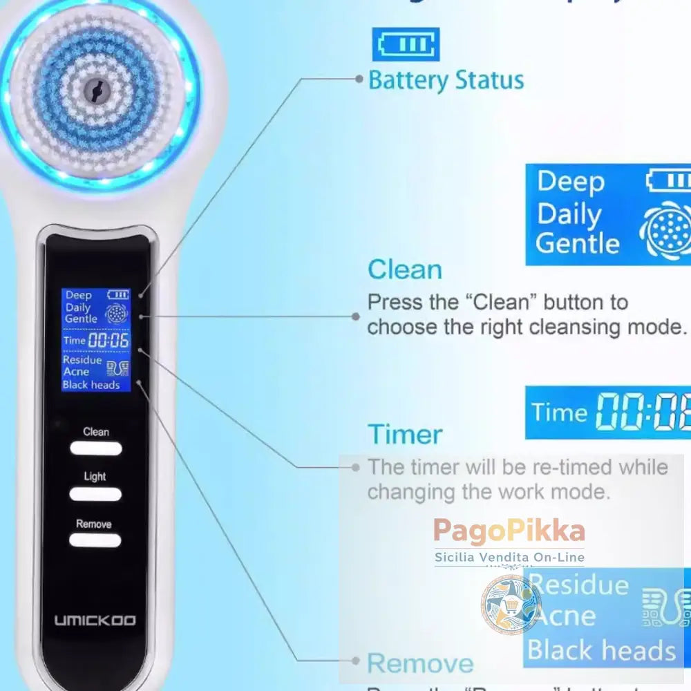 Detergente Viso Elettrico 3 In 1 Macchina Sonic Vibration Spazzola Facciale Spray Impermeabile