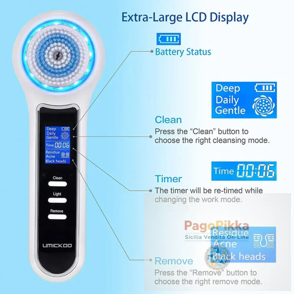 Detergente Viso Elettrico 3 In 1 Macchina Sonic Vibration Spazzola Facciale Spray Impermeabile