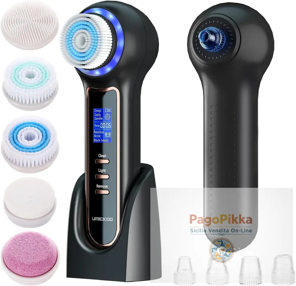 Detergente Viso Elettrico 3 In 1 Macchina Sonic Vibration Spazzola Facciale Spray Impermeabile - Black