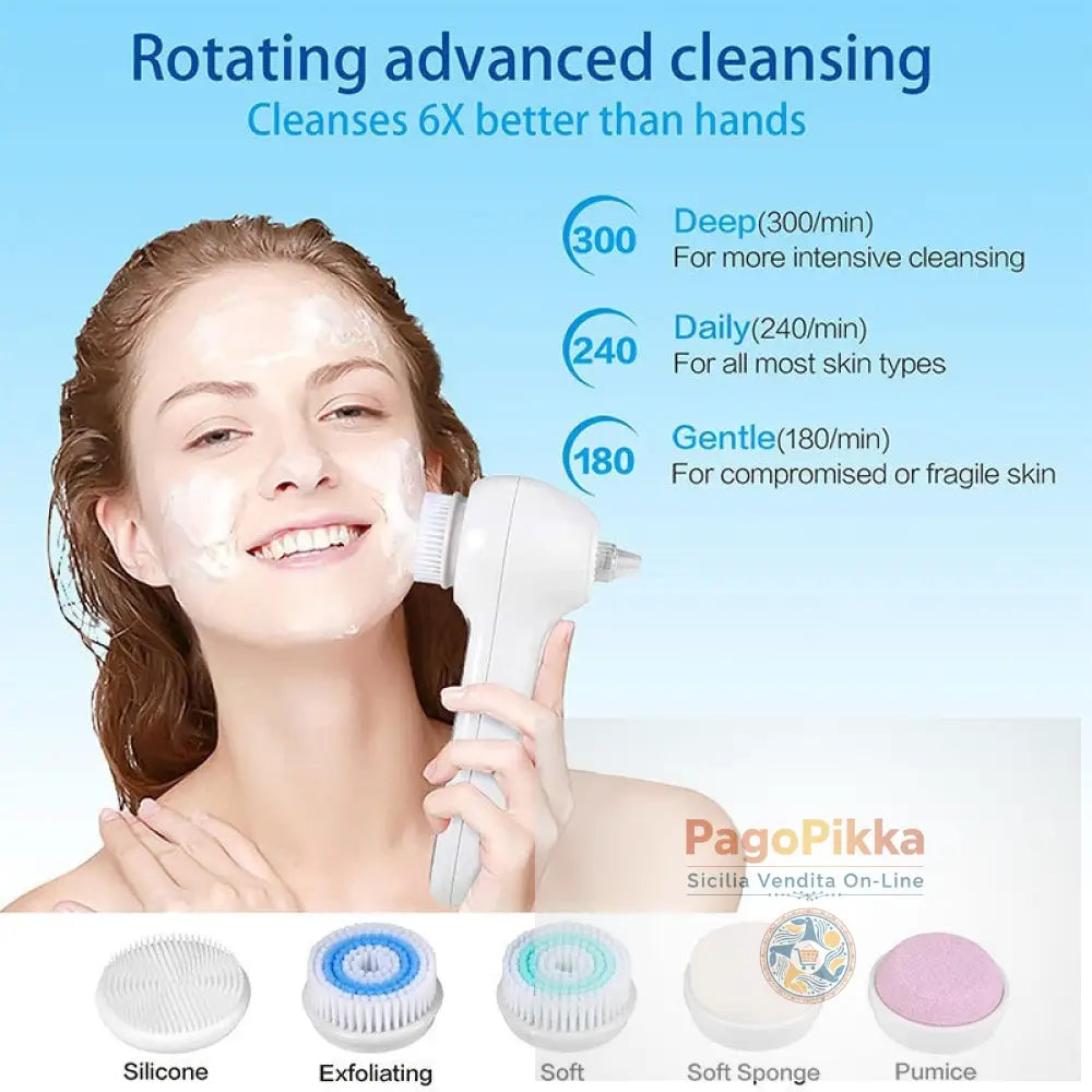 Detergente Viso Elettrico 3 In 1 Macchina Sonic Vibration Spazzola Facciale Spray Impermeabile - White