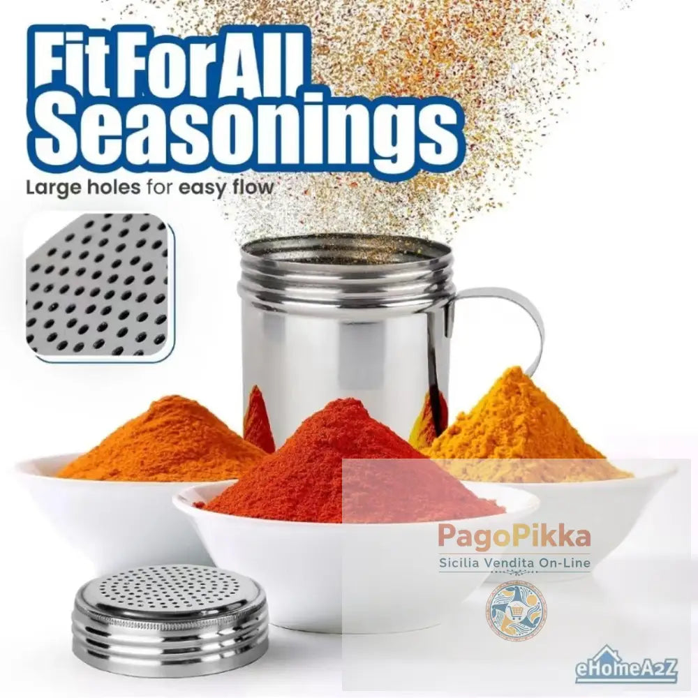 Dispenser per polvere di acciaio inossidabile 304 127 fori manico curvo condimento per barbecue accessori da cucina
