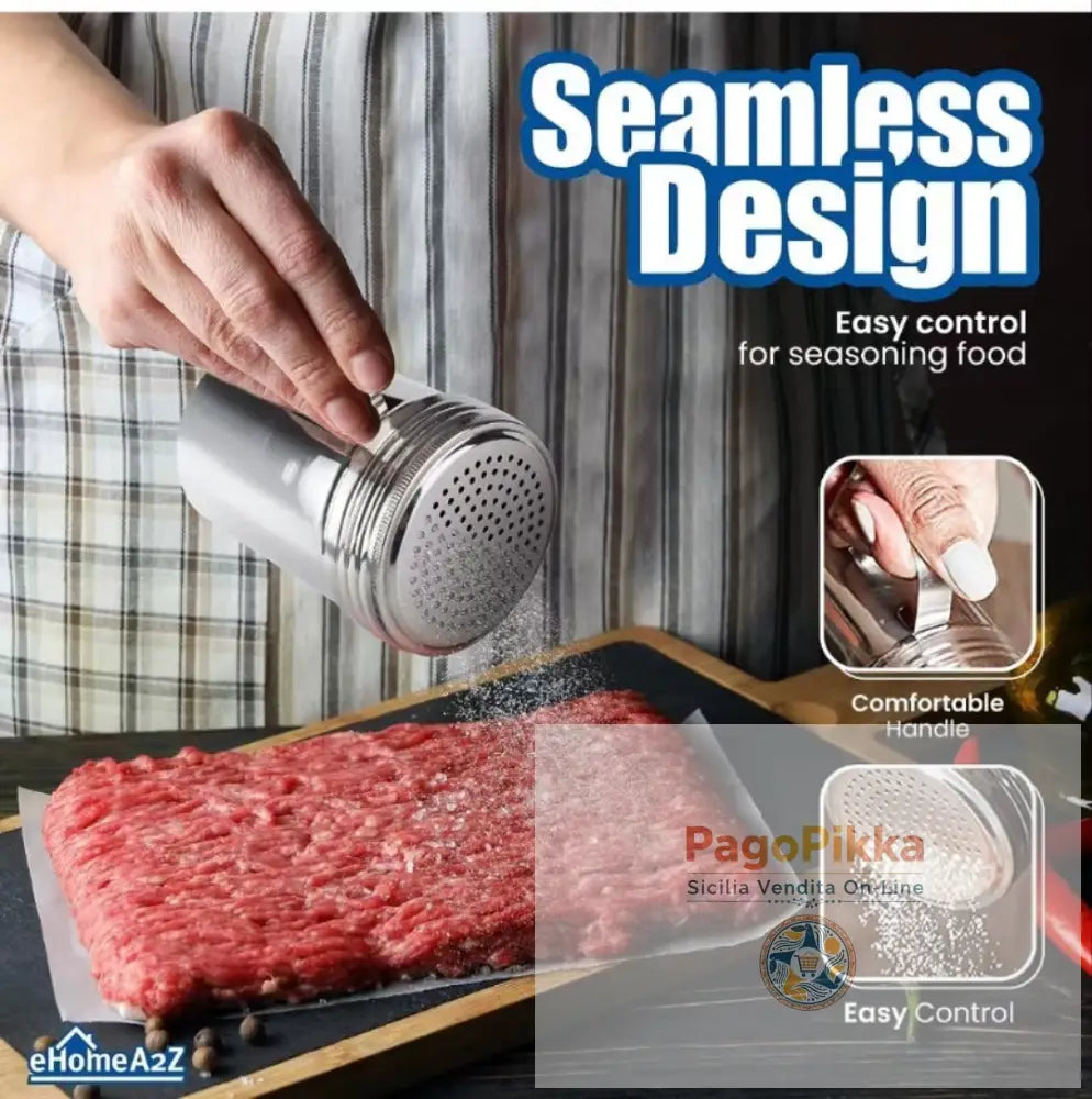 Dispenser per polvere di acciaio inossidabile 304 127 fori manico curvo condimento per barbecue accessori da cucina