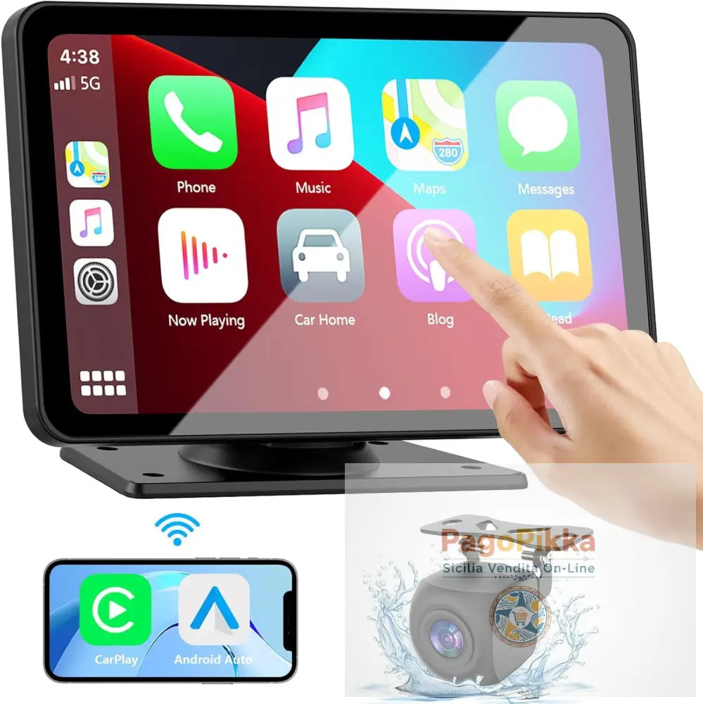 Dispositivo di navigazione con proiezione Android multimediale per lettore MP5 Bluetooth per auto portatile wireless