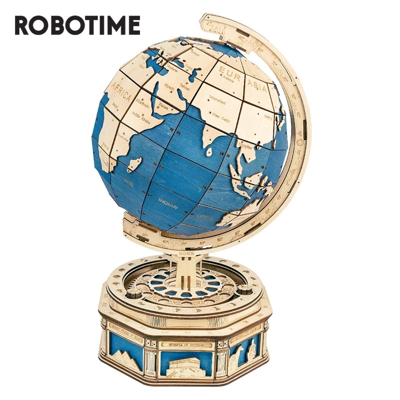 Robotime Globo Terrestre 3D 567 Pezzi - Puzzle Legno Mappa Oceani 2000g Regalo Natale