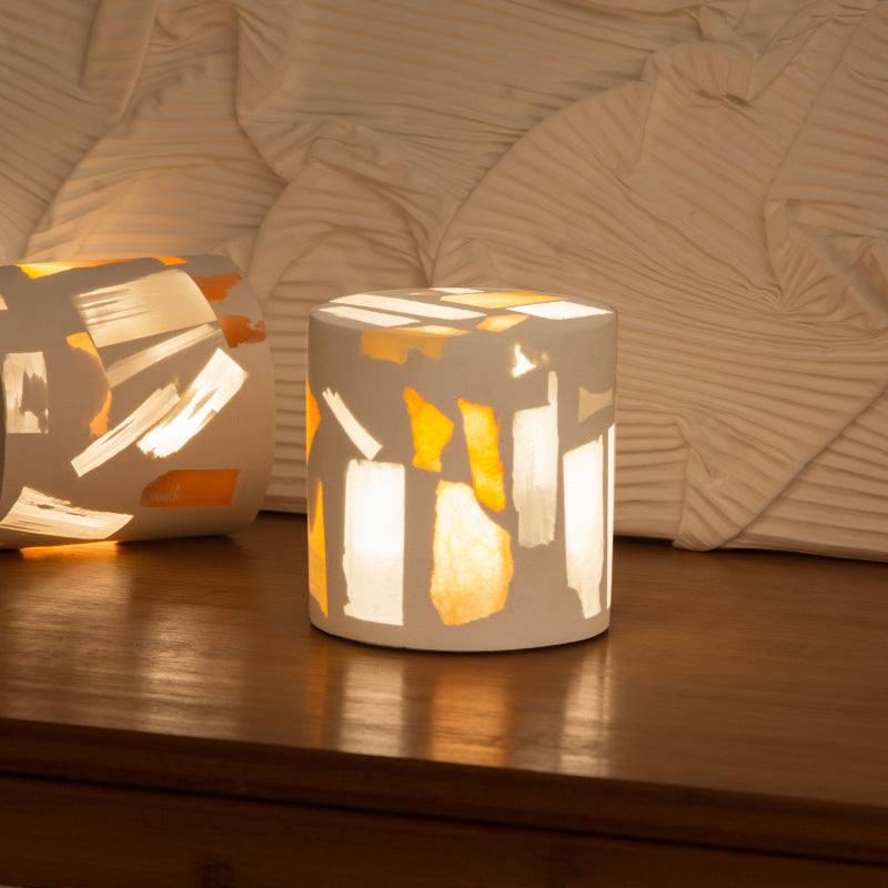 Piccola luce notturna a forma di cuore con ragazza dei sogni, in minerale di zucchero e gesso traslucido