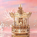Robotime ROKR Carosello Romantico AMK62 - Music Box 3D Legno Rotante 800g