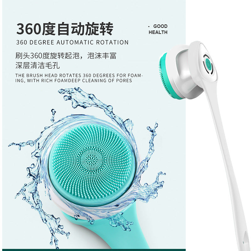 Electric Bath Brush Massage Cleaner Face Washer Waterproof Bath Brush Multi-functional Long Handle Back Rubbing Bath