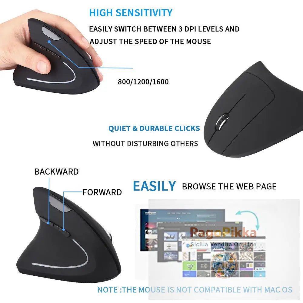 Ergonomic left-handed charging upright vertical mouse wireless esports left-handed office