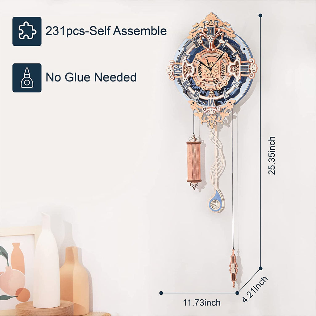 Robotime ROKR Orologio da Parete Note Romantiche LC701 - Puzzle 3D Legno Musicale