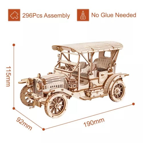 ROKR Puzzle 3D in Legno Auto Vintage MC801 - Kit Modellismo Fai Da Te per Ragazzi