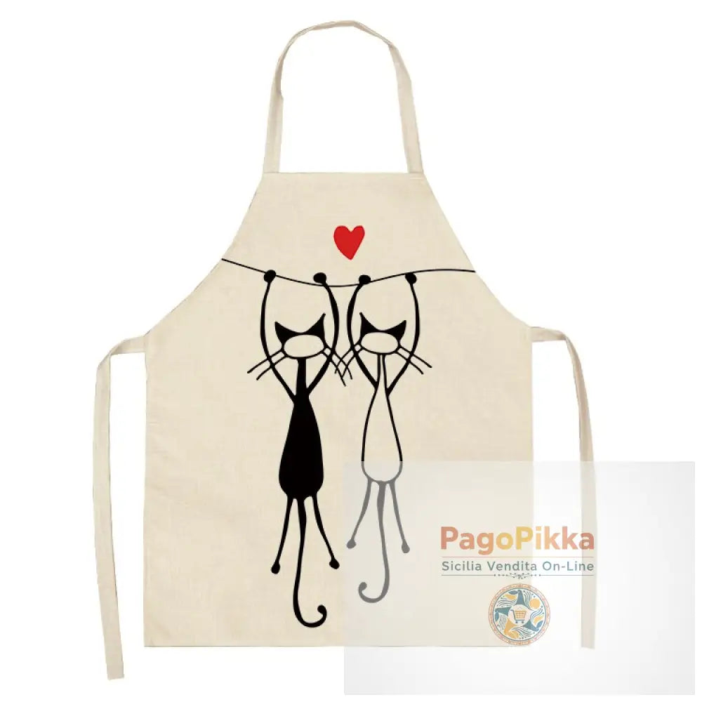 Grembiuli da cucina per gatti per donne Bavaglini in cotone Lino Pulizia domestica Aperitivi da cucina casalinga