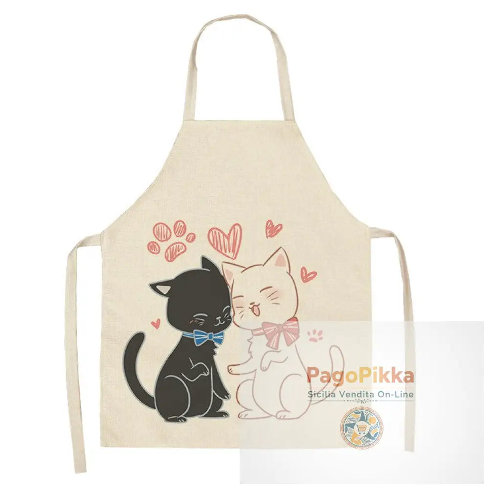 Grembiuli da cucina per gatti per donne Bavaglini in cotone Lino Pulizia domestica Aperitivi da cucina casalinga