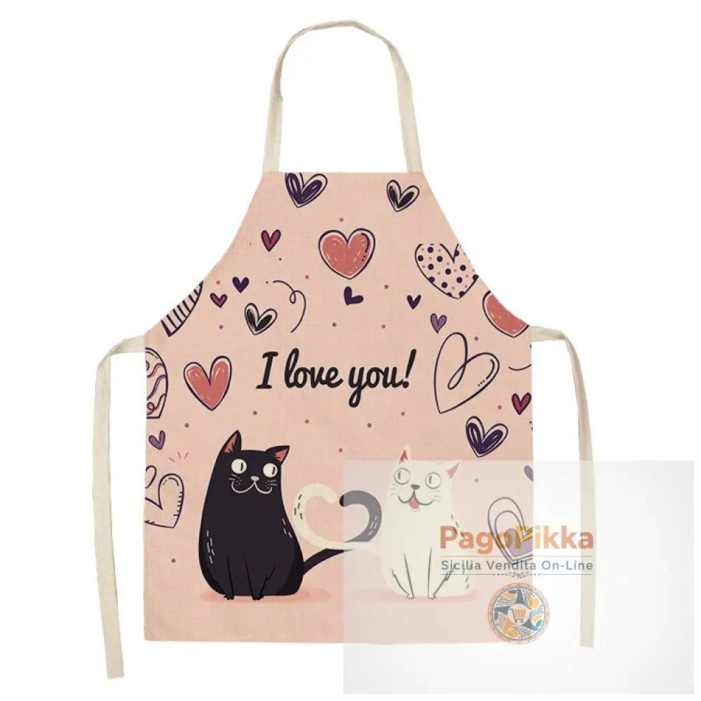 Grembiuli da cucina per gatti per donne Bavaglini in cotone Lino Pulizia domestica Aperitivi da cucina casalinga