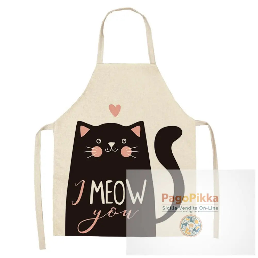 Grembiuli da cucina per gatti per donne Bavaglini in cotone Lino Pulizia domestica Aperitivi da cucina casalinga